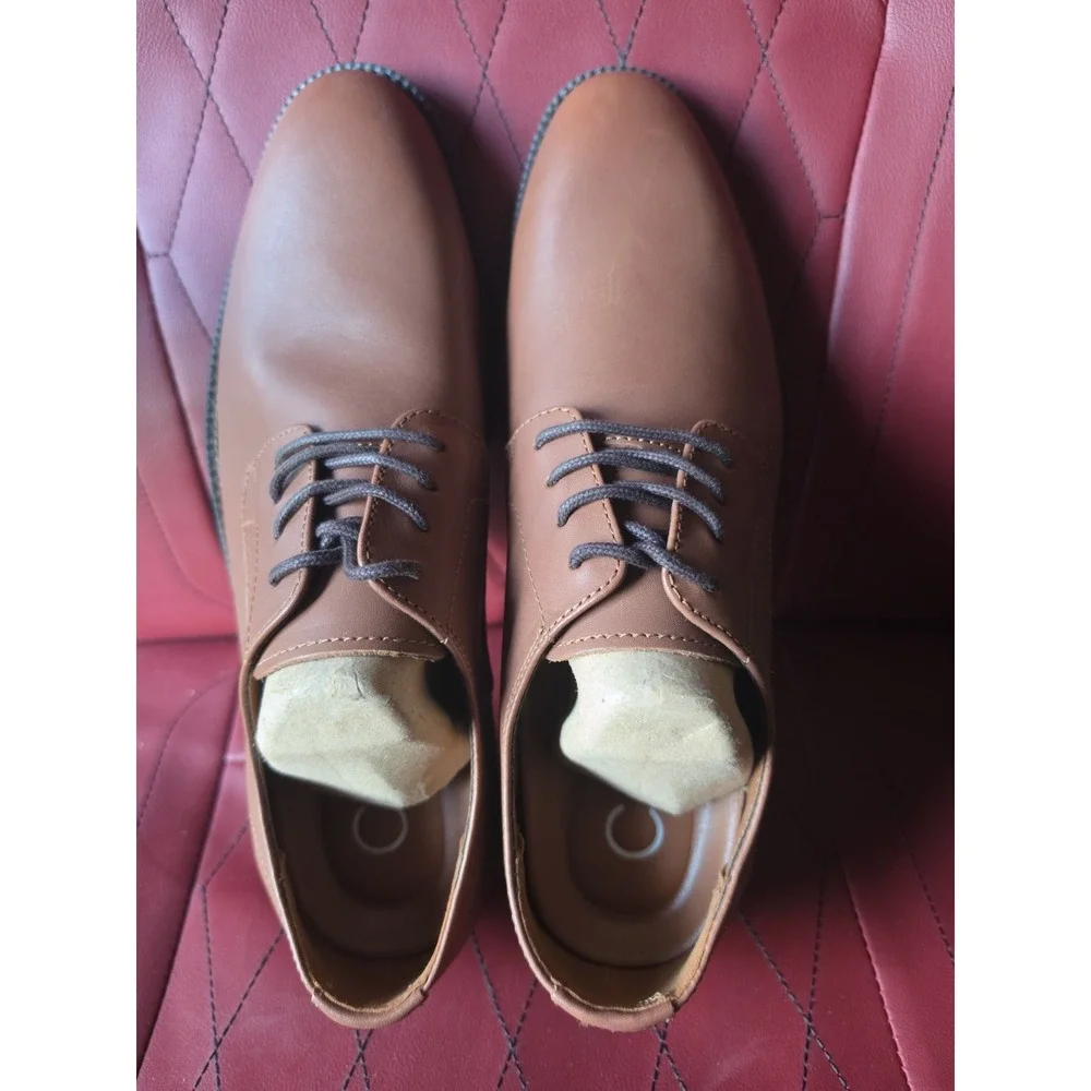 Calvin Klein Men's Carl Smooth Calf Leather Oxford Shoes Brown/Tan Size 8